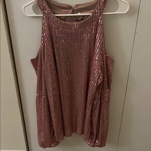 Sequin Sleeveless Pink Top